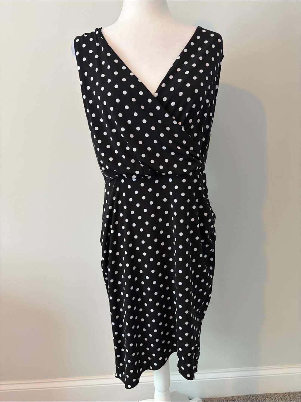 The Limited Black & White Polka Dot Faux Wrap Dress